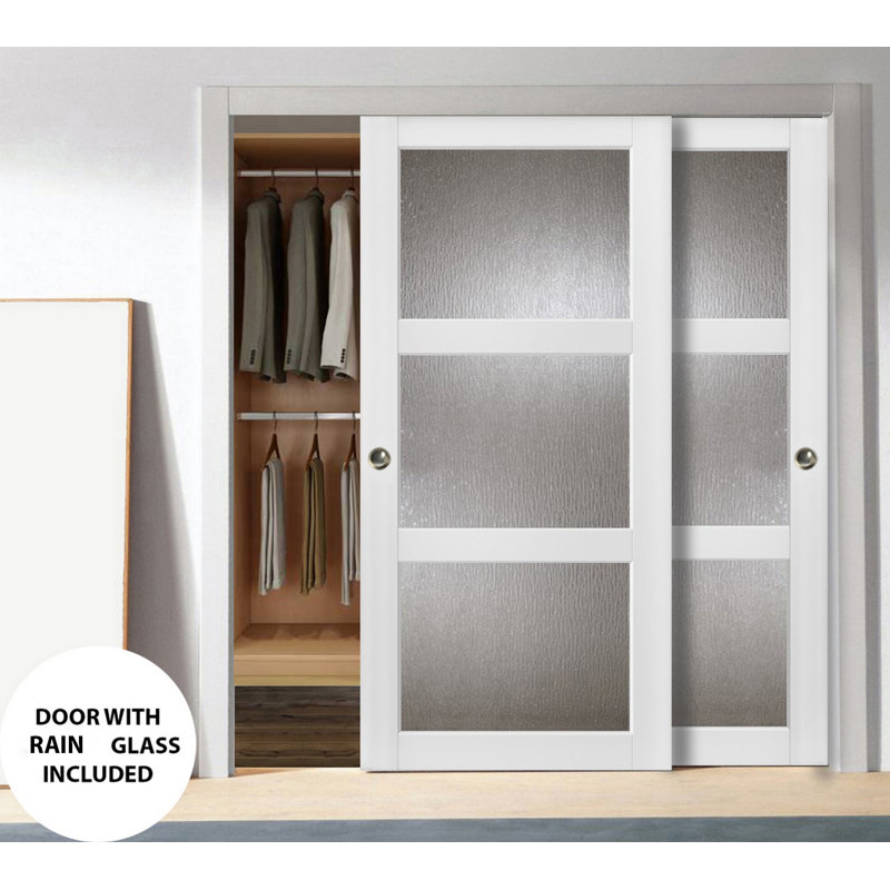 Sartodoors Lucia Frosted Glass Sliding Closet White Doors Wayfair